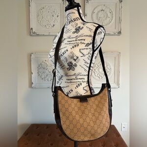 Authentic vintage Gucci Web Half Moon Messenger